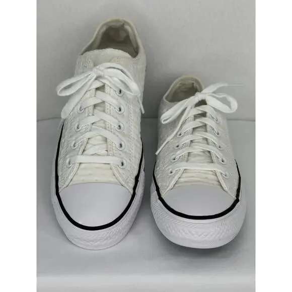 Converse Ctas Neoprene O White Black Low Top Quilted Sneakers 9 - Picture 4 of 11